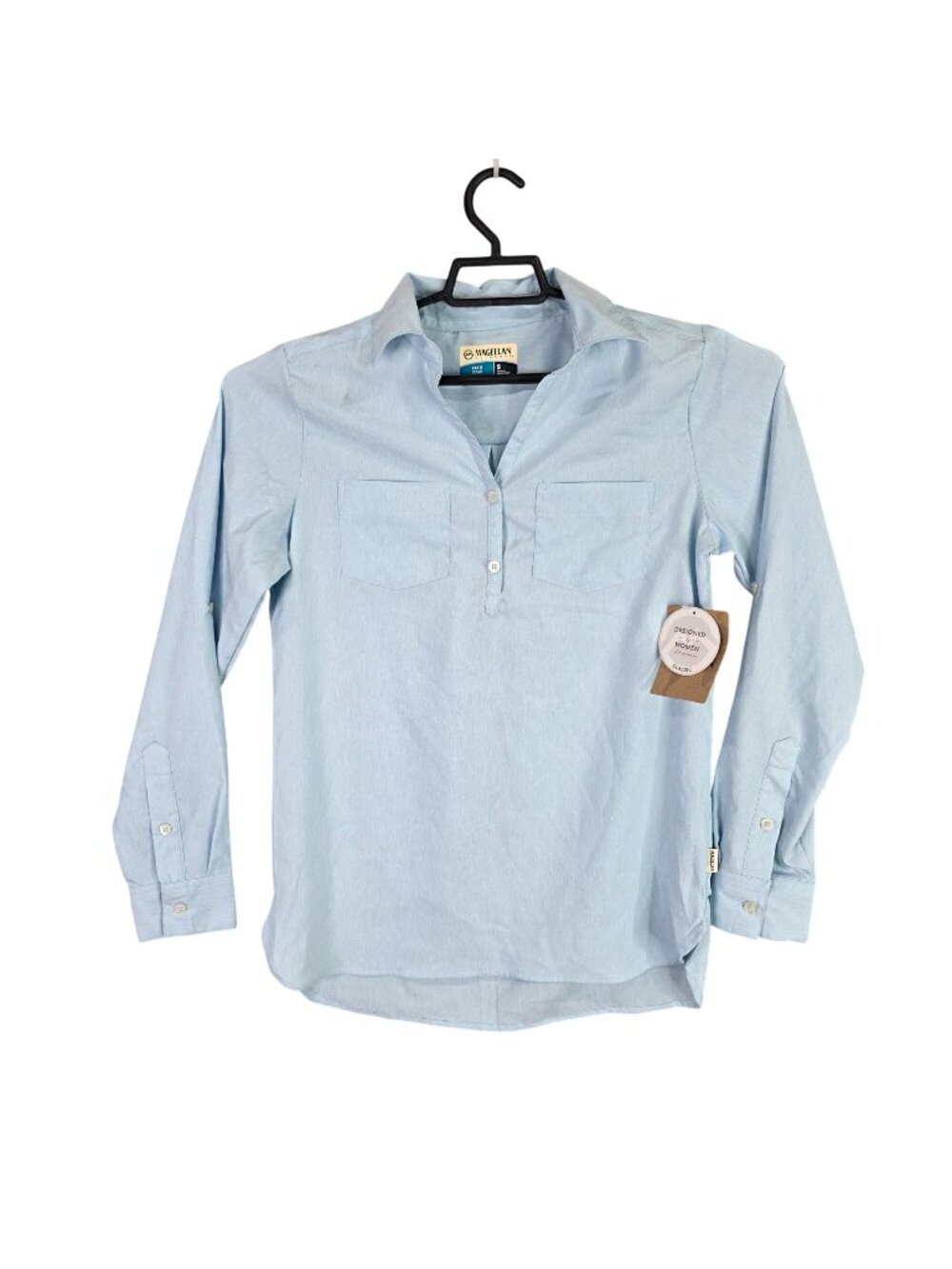Womens Magellan Blue Classic Fit Shirt Fishing & Outdoor Long Sleeve Size S